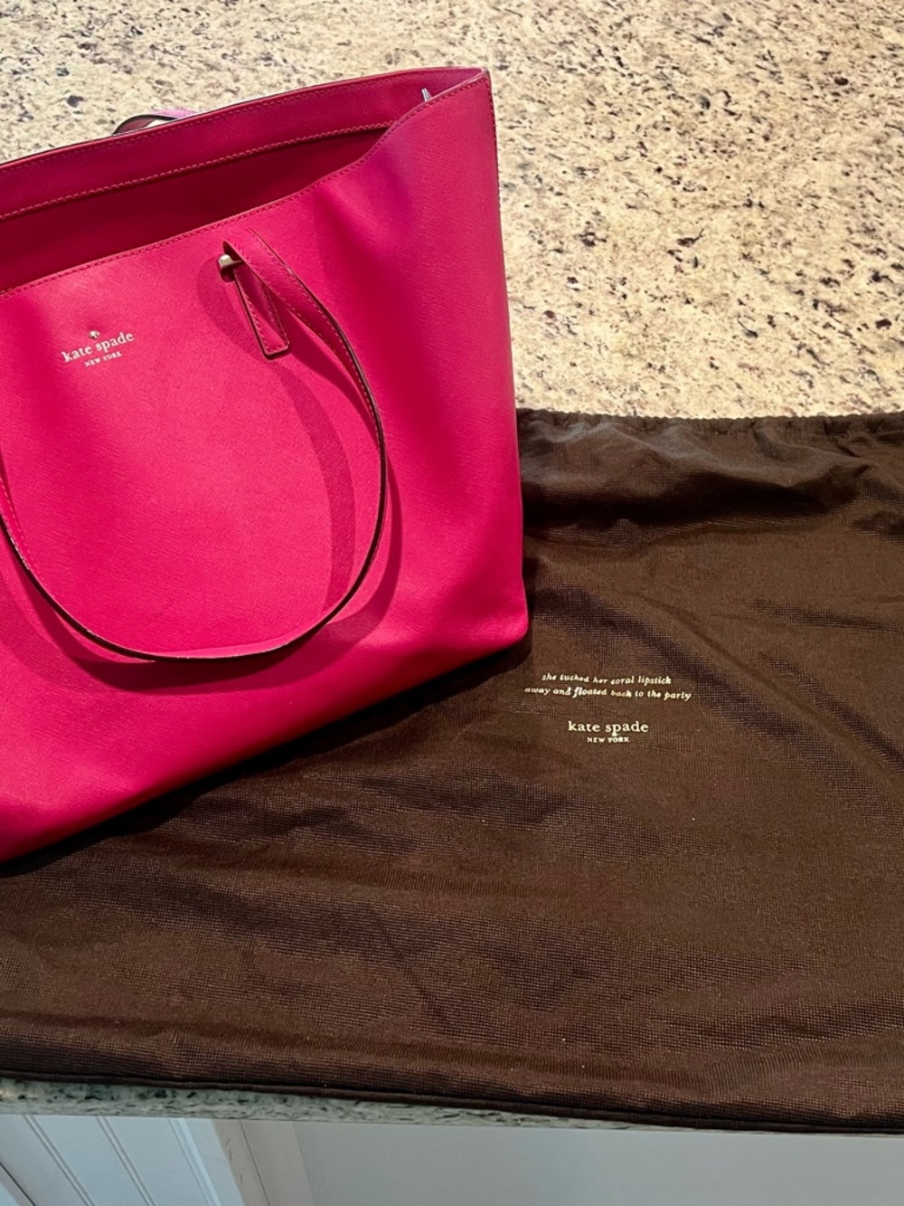 Kate Spade Hot Pink Leather Tote-Comes with dust bag
